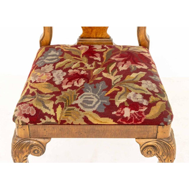 William and Mary Style Needlepoint Upholstered Walnut Dining Chairs, 6 For Sale - Image 12 of 16