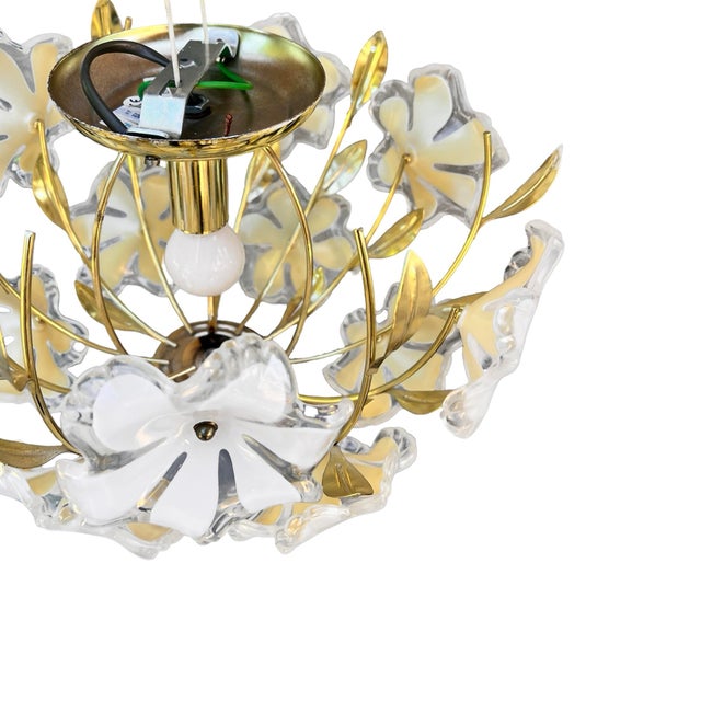 Hollywood Regency Floral Ceiling Lamp, Italy, 1980s For Sale - Image 17 of 17