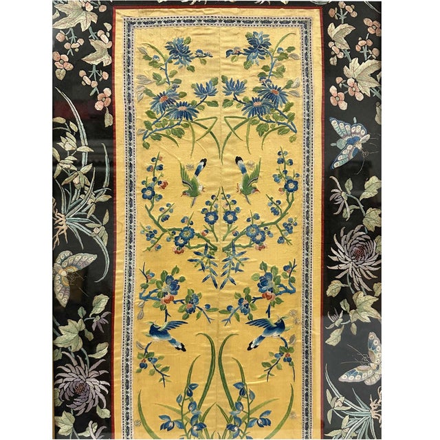 Asian Late Qing Dynasty Antique Chinese Silk Hand-Embroidered Panel For Sale - Image 3 of 8