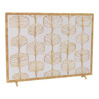 Brilliant Gold Fig Leaf Fireplace Screen Iron For Sale