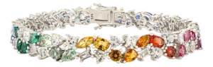 Carat&her Multi-Colored Chunky Cz Tennis Bracelet in 925 Silver - Christmas Gift