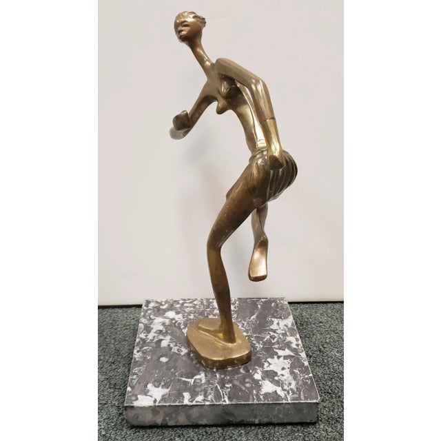 Up for sale is a 1930's Art Deco After Franz Hagenauer African Woman Running Gilt Bronze Sculpture on Marble Base! It...