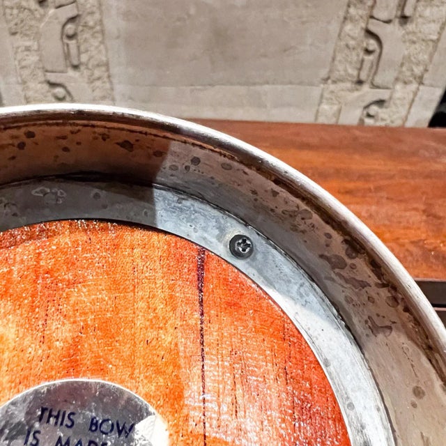 1970s 1970s Web Silver Mahogany Wood Bowl Philadelphia For Sale - Image 5 of 10