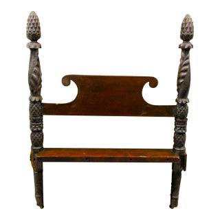 Antique Mahogany Carved Pineapple and Acanthus Leaf Wood Salvage Headboard For Sale