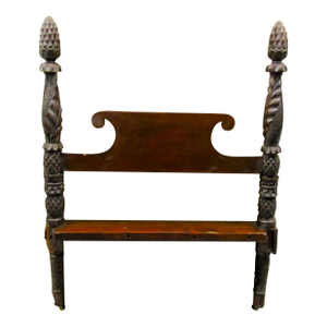 Antique Mahogany Carved Pineapple and Acanthus Leaf Wood Salvage Headboard