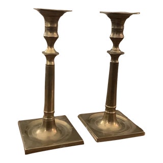 Vintage Pair of Brass Candlesticks From Historic Charleston Collection For Sale