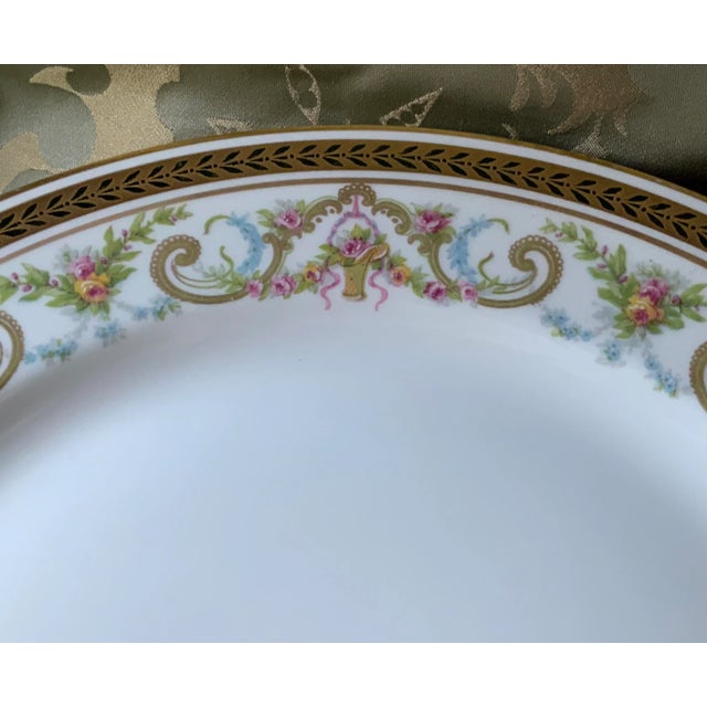French Porcelain Dinner Plates - Hand Painted Set of 6 For Sale - Image 6 of 10