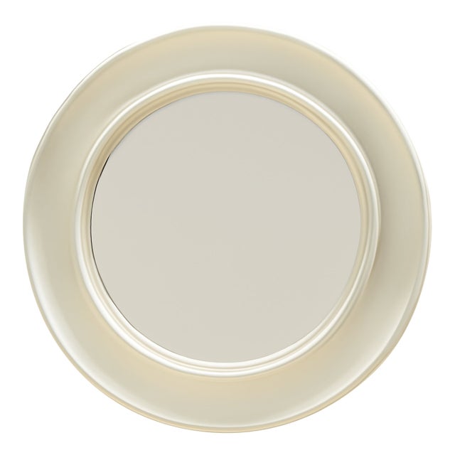 Vintage Round White Wall Mirror For Sale