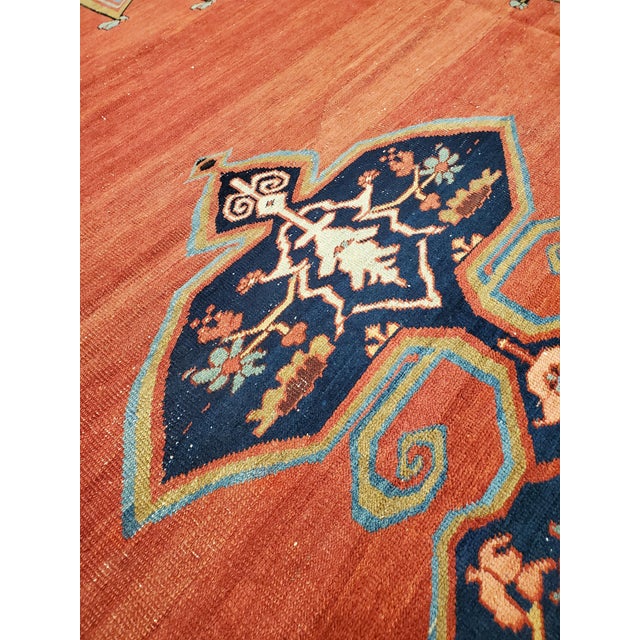 Textile Antique Bakshaish Carpet, Oriental Persian Handmade in Ivory, Blue and Red For Sale - Image 7 of 18