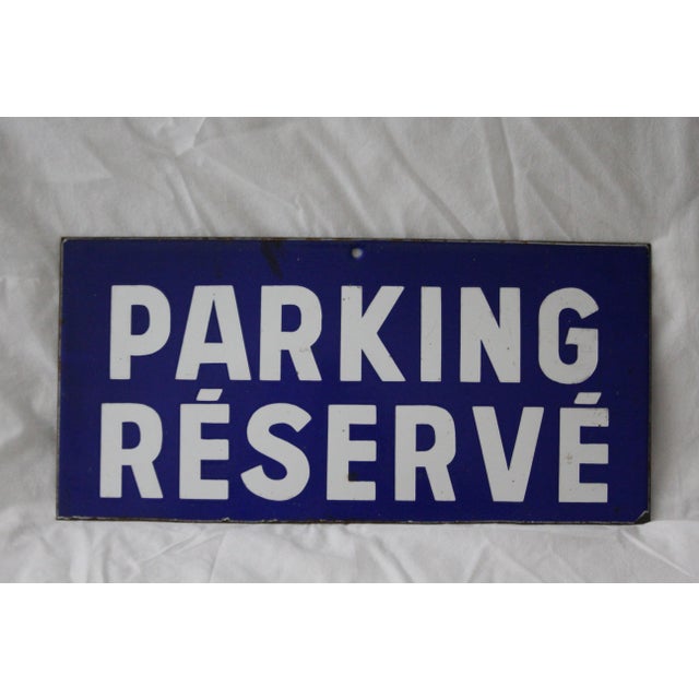 Blue and White Enamel Metal Traffic Sign, 1950s For Sale - Image 17 of 17