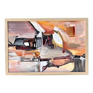 Vintage Original Abstract Oil on Canvas For Sale