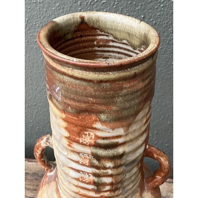 Vintage Original Studio Pottery Ribbed Vase For Sale - Image 11 of 13