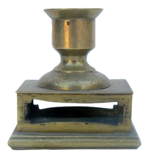Antique Candleholder With Matchbox Keeper Base