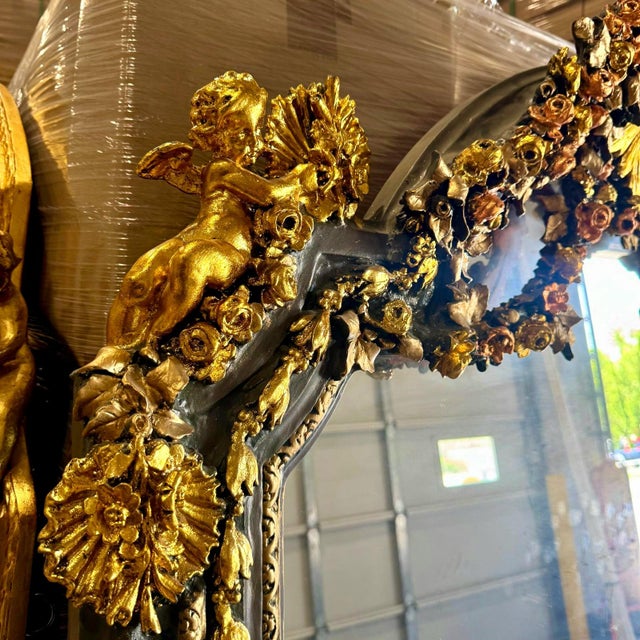 Gold French Style Gold Leaf Woman Floor Mirror For Sale - Image 8 of 8