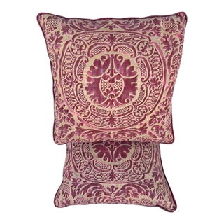 Vintage Italian Fortuny Pillows- A Pair For Sale
