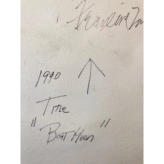 Plastic Francine Tint, Contemporary Gestural Abstraction "Boat Moon" Color Field Painting Woman Artist, 1990 For Sale - Image 7 of 9