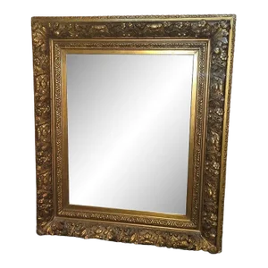 Early 19c Large English Baroque Gilt Floral Wall Mirror