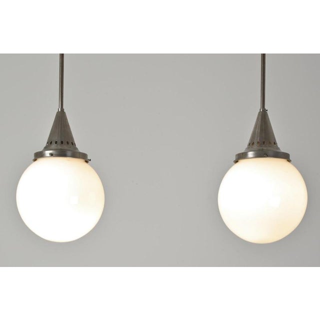 White Sphere Lights in Frosted Glass, 1928, Set of 2 For Sale - Image 8 of 11