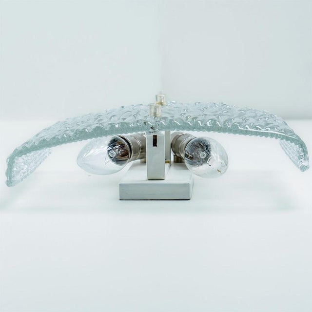 Metal Wave Textured Glass Silver Wall Light by J. T. Kalmar for Kalmar, 1970s For Sale - Image 7 of 14