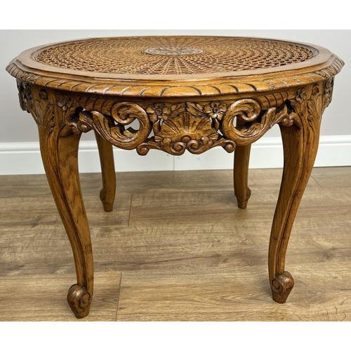 A beautifully decorative Vintage French Louis side table , showcasing elegant carved detailing and graceful cabriole legs...