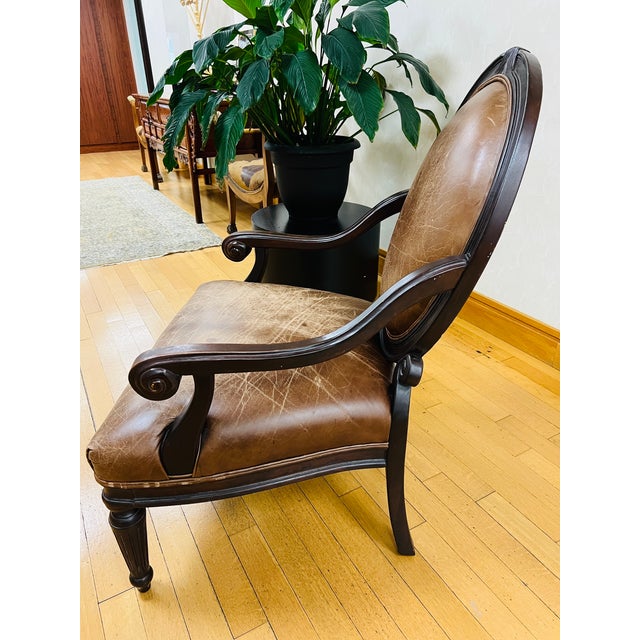2000 - 2009 Bernhardt Oval Back Regency Style Nail Head Accent Armchair For Sale - Image 5 of 11