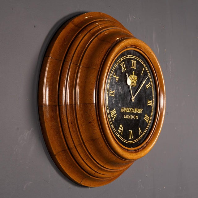 Antique English Oak Mounted Wall Clock, 1890s For Sale - Image 4 of 15