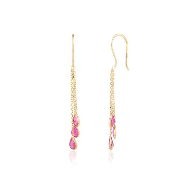 Not Yet Made - Made To Order Three Layered Ruby Drop Earrings in 18k Solid Gold- A Pair For Sale - Image 5 of 11