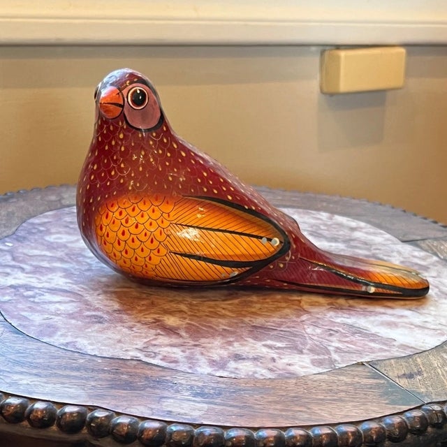 Red Mid 20th Century Jorge Wilmot Tonala Mexico Signed Paper Mache Bird Sculpture 7" - Pristine Ar For Sale - Image 8 of 11