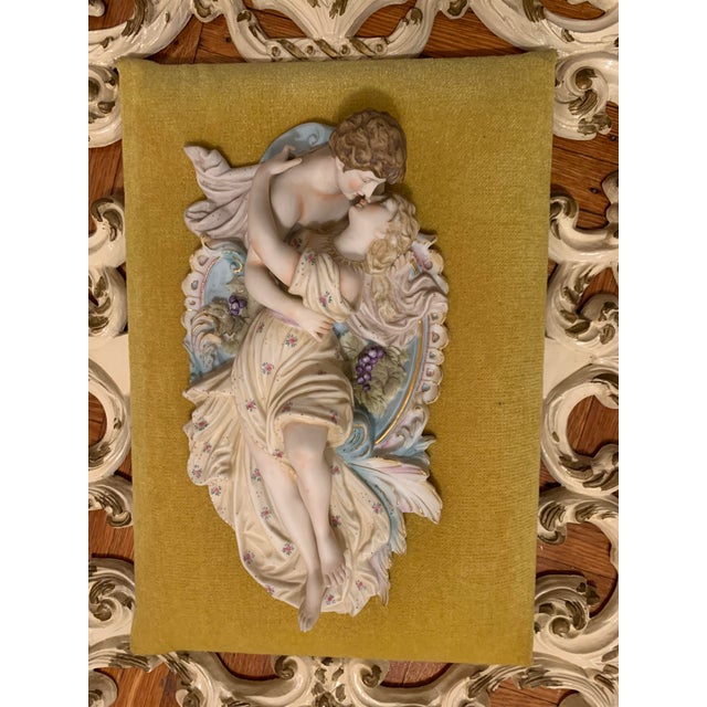 Pair of German bisque sculptural wall plaques; Right and left pair; Porcelain figurines likely by Kalk (marks would be on...