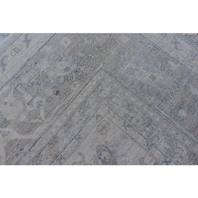 Modern Oushak Rug by Keivan, Light Blue Tribal Medallion, 8'10 X 11'8 For Sale - Image 12 of 12