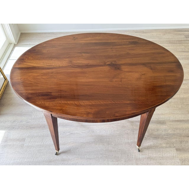 Brown Large Scale 19th Century French Restauration Walnut Extension Dining Table With Five Leaves and Additional Support Legs For Sale - Image 8 of 13