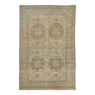 Oversized Antique Persian Tabriz Rug With Distressed Floral Play - Rug & Kilim For Sale