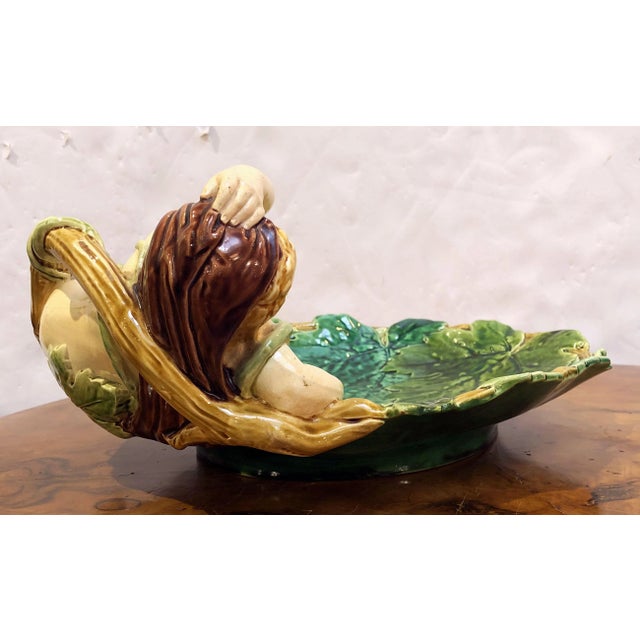 Mid 19th Century English Majolica Cherub Dish by Minton For Sale - Image 5 of 13