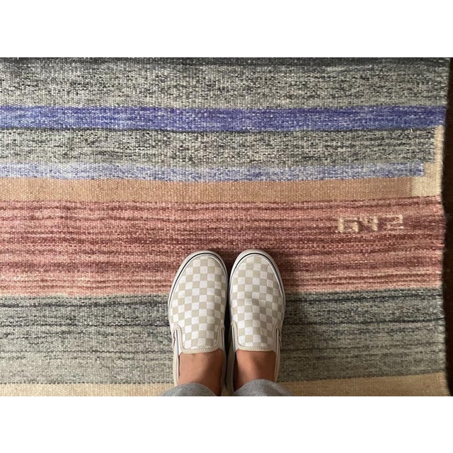 Vintage Abstract Stripe Gerald Johnson Hand Loomed Rug For Sale - Image 4 of 7