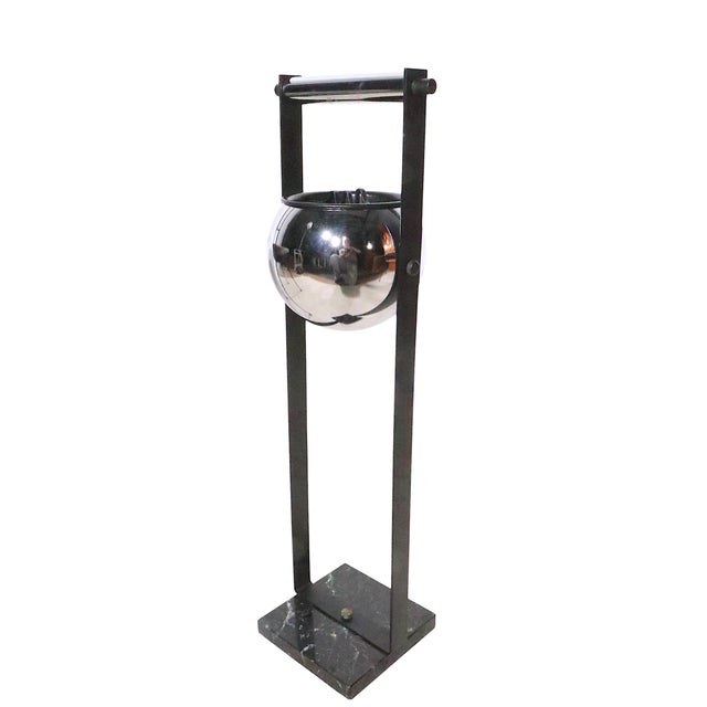 Mid-Century Modern Groovy Modernist Black and Chrome Floor Ashtray C. 1970's For Sale - Image 3 of 10