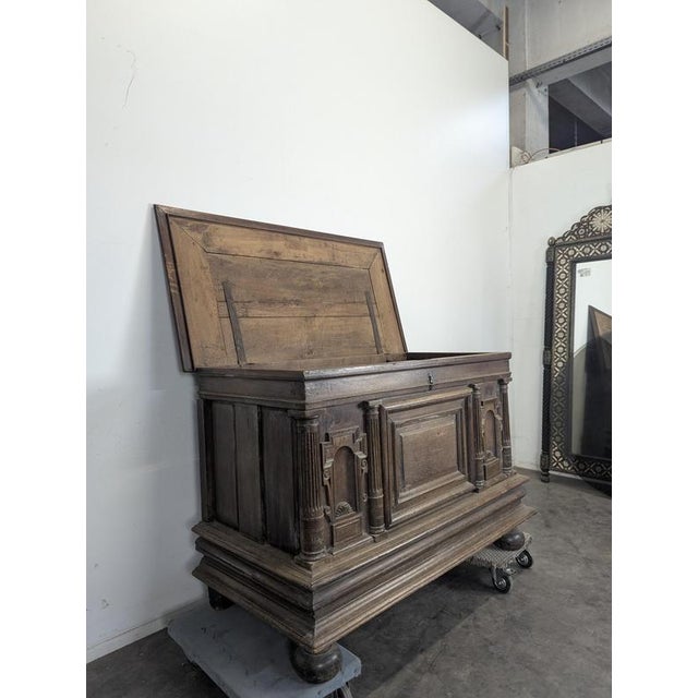 Renaissance Oak Chest with Fluted Columns For Sale - Image 4 of 9