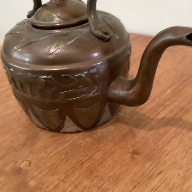 Antique Victorian Copper Large Kettle With Brass/Silver Patchwork and Gooseneck For Sale - Image 11 of 12