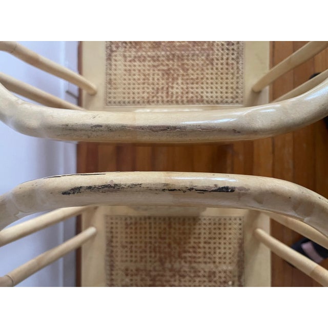 Mid-20th Century Pair of Henredon Lacquered Chinoiserie Caned Accent Chairs For Sale - Image 10 of 12