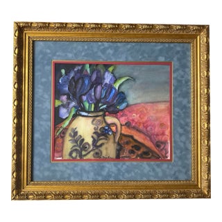 Vintage Original Signed Watercolor Painting Still Life Art For Sale