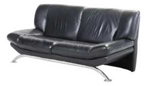 Late 20th Century Postmodern Nicoletti Salotti Attributed Black Italian Leather Sofa