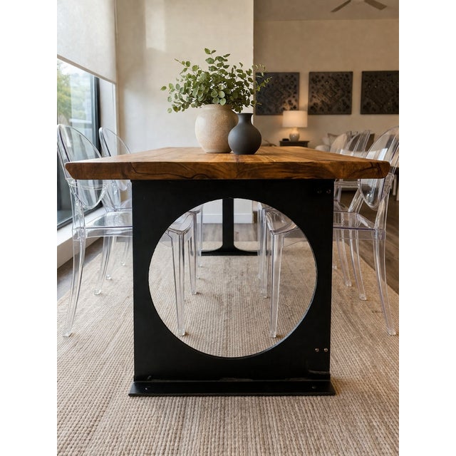 Contemporary Live Edge Custom Dining Table For Sale - Image 3 of 6