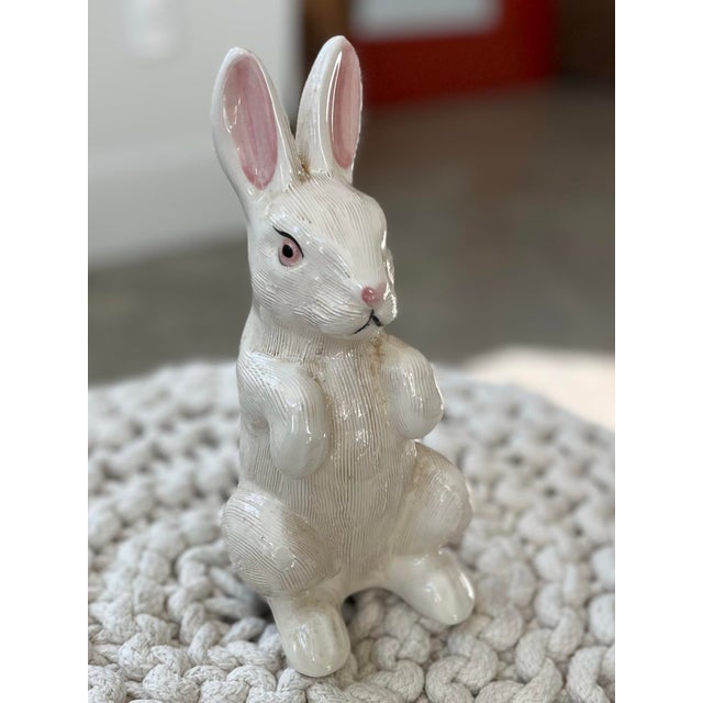 Mid 20th Century White Ceramic Bunny Rabbit Figurine For Sale - Image 4 of 10