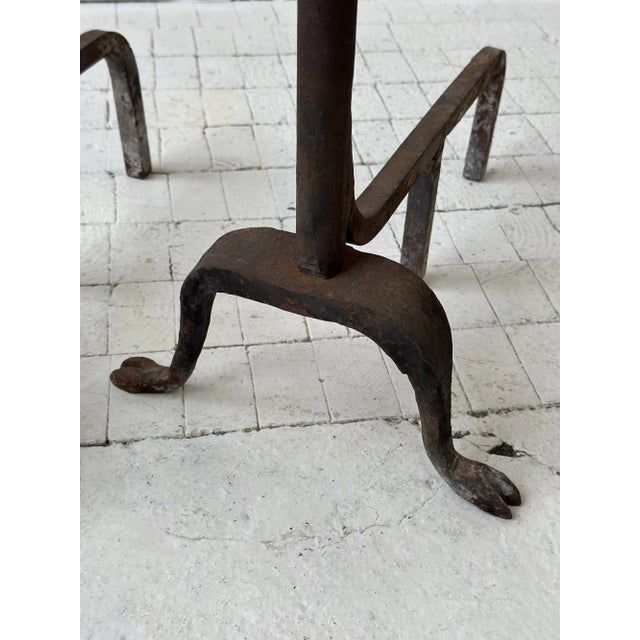 Antique Wrought Iron Figural Ram Andirons, a Pair, Circa Early 20th Century For Sale - Image 9 of 18