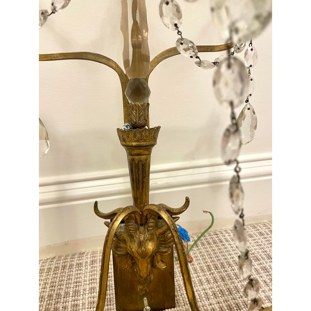 Late 19th Century Pair of Antique Swedish Gustavian Gilt Bronze Rams Head Wall Sconces For Sale - Image 5 of 11