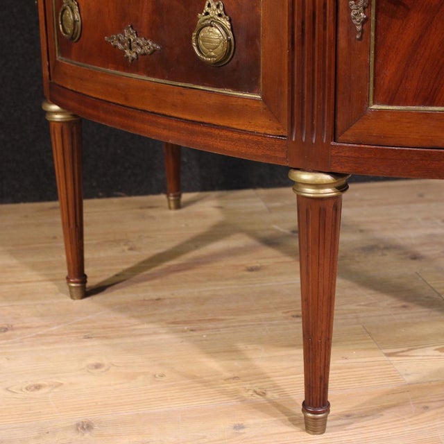 Louis XVI French Half-Moon Commode with Marble Top, 1950s For Sale - Image 6 of 15