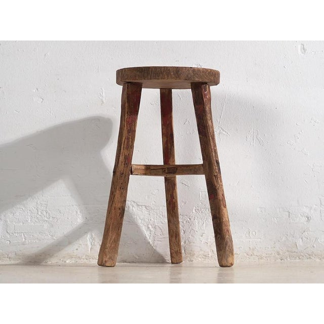 Antique antique round stool in primitive style (c.1900) Dimensions: Diameter: 29 cm Height: 54 cm Style: Primitive...
