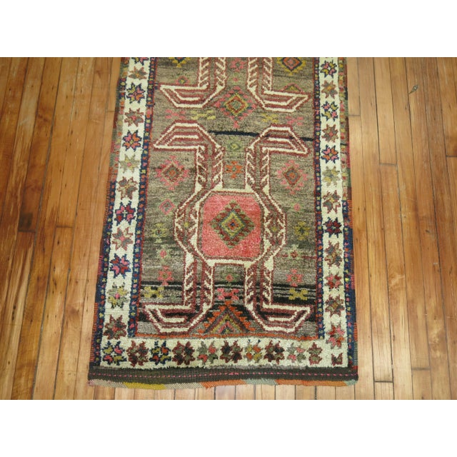 Mid 20th Century Mid 20th Century Zabihi Collection Tribal Turkish Anatolian Runner - 2'8" x 12'4" For Sale - Image 5 of 6