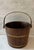 Vintage coopered oak and brass barrel bucket with bent wood swing handle. Staves are bound by two wide brass bands that...
