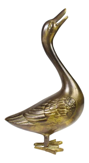 Vintage Brass Duck Bird Model Figurine