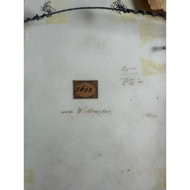 Late 19th Century Antique Hand-Painted Porcelain Portrait Plaque Inscribed W. Menzler For Sale - Image 5 of 6